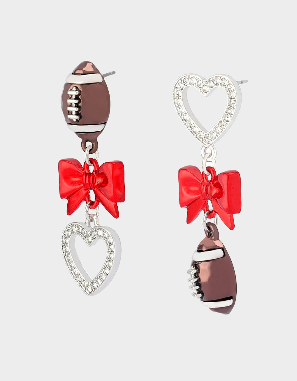 FOOTBALL BOW DROP EARRINGS RED - Image 3