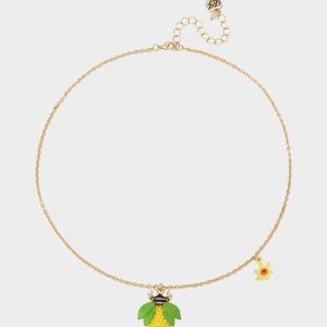 BEE FLOWER SHORT PENDANT NECKLACE YELLOW