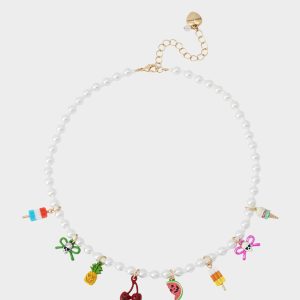 SUMMERWEEN CHARM FRONTAL NECKALCE PEARL
