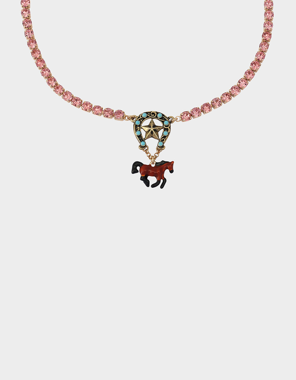 HORSE SHORT PENDANT NECKLACE BROWN - Image 3