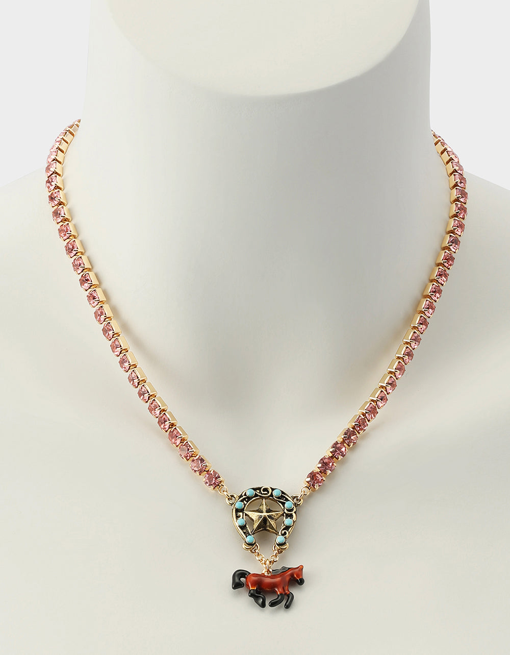 HORSE SHORT PENDANT NECKLACE BROWN - Image 4
