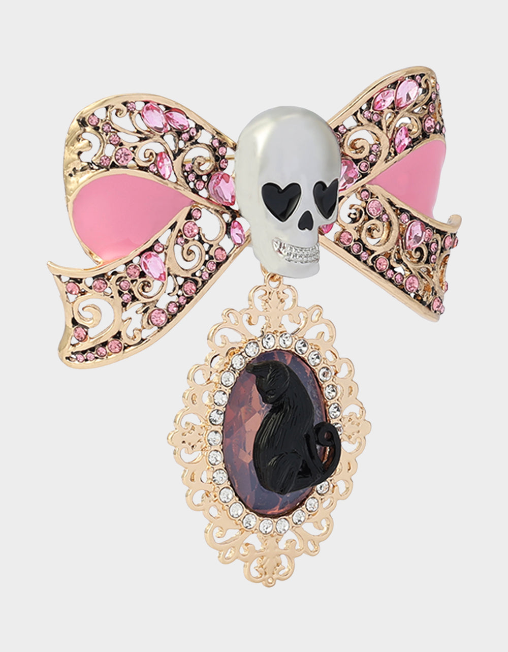 BOW SKULL BROOCH PINK - Image 3