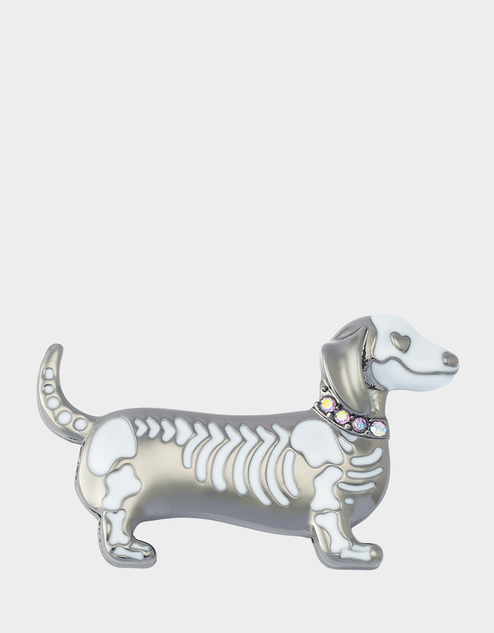 SKELETON DACHSHUND BROOCH SILVER
