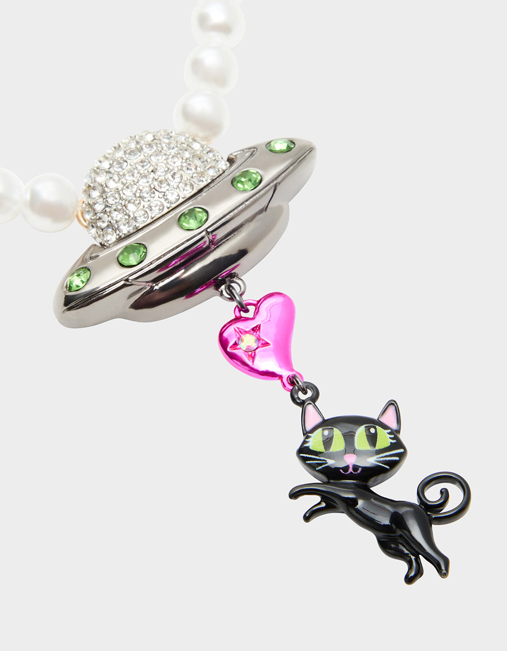 BEAM ME UP STARSHIP & CAT CHARM PENDANT NECKLACE MULTI - Image 3