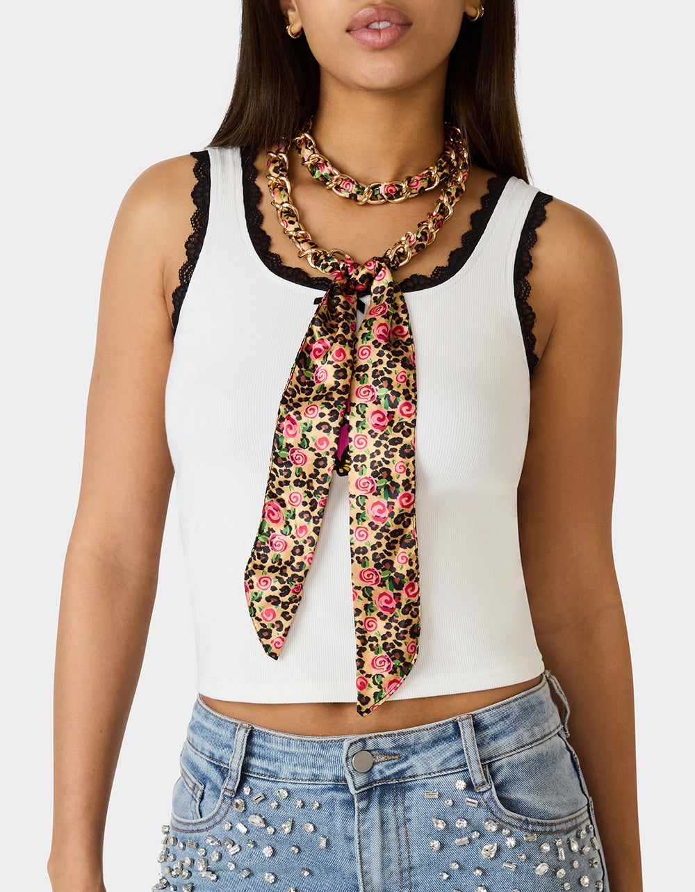 SCARF AND CHAIN TIE BELT LEOPARD MULTI - Image 4
