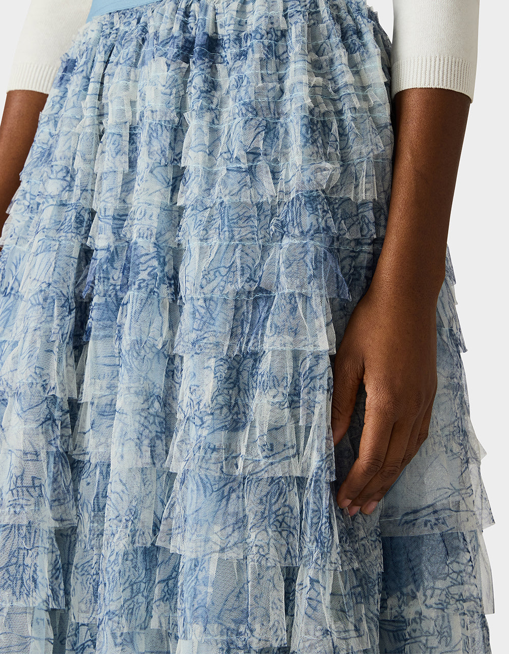 RUFFLED MAXI SKIRT DUSTY BLUE - Image 8