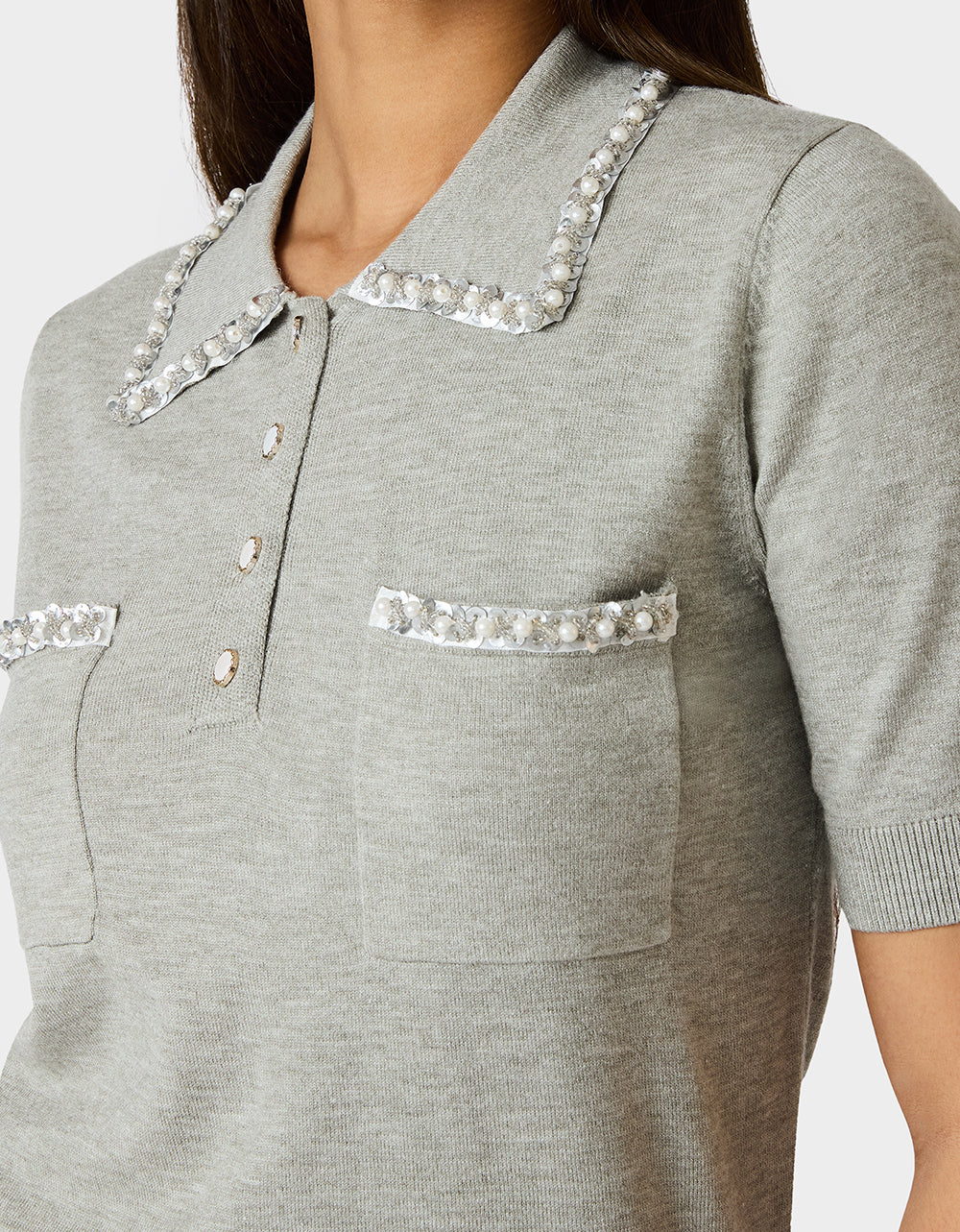 POLISHED IN PEARLS POLO HEATHER GREY - Image 6