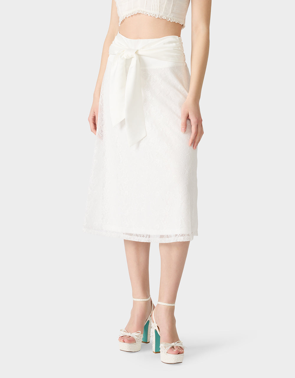 TIE ME LACE MIDI SKIRT WHITE - Image 5