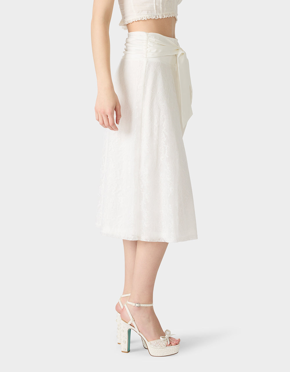 TIE ME LACE MIDI SKIRT WHITE - Image 6