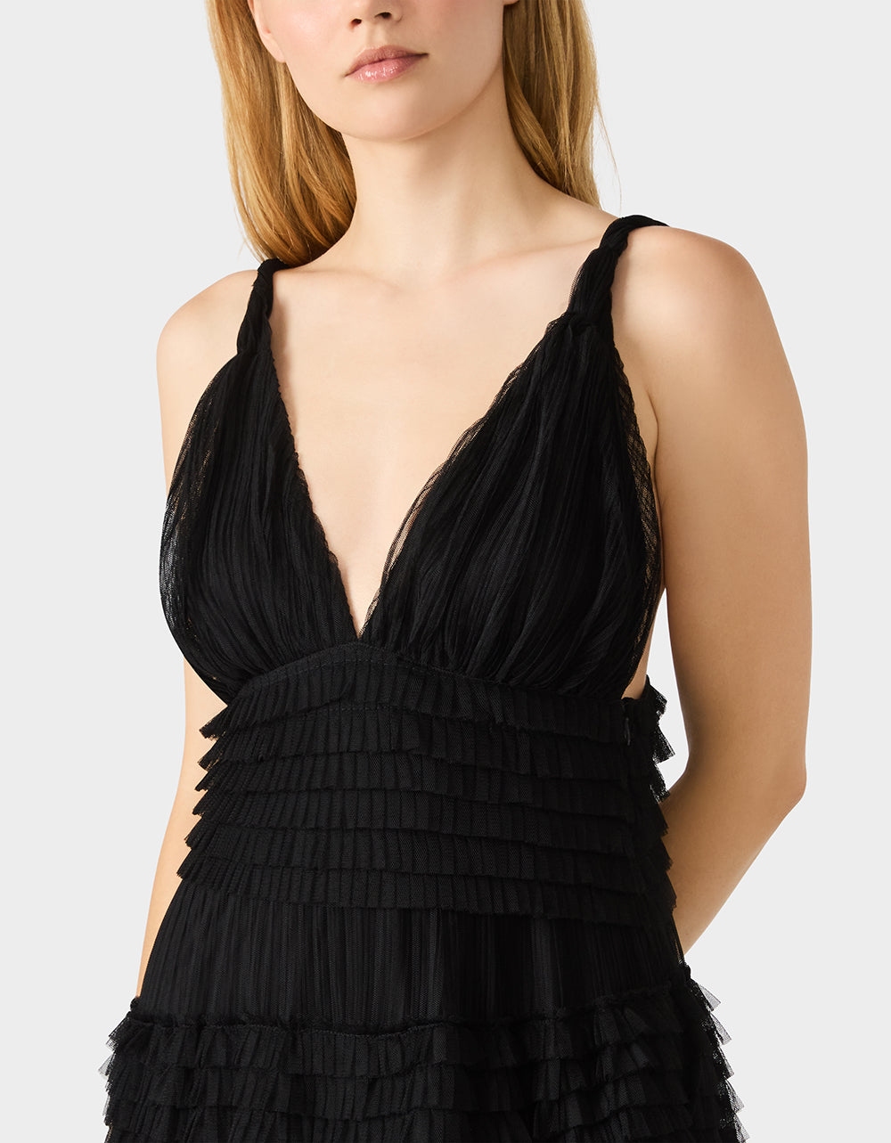 TIERED TULLE GOWN BLACK - Image 8