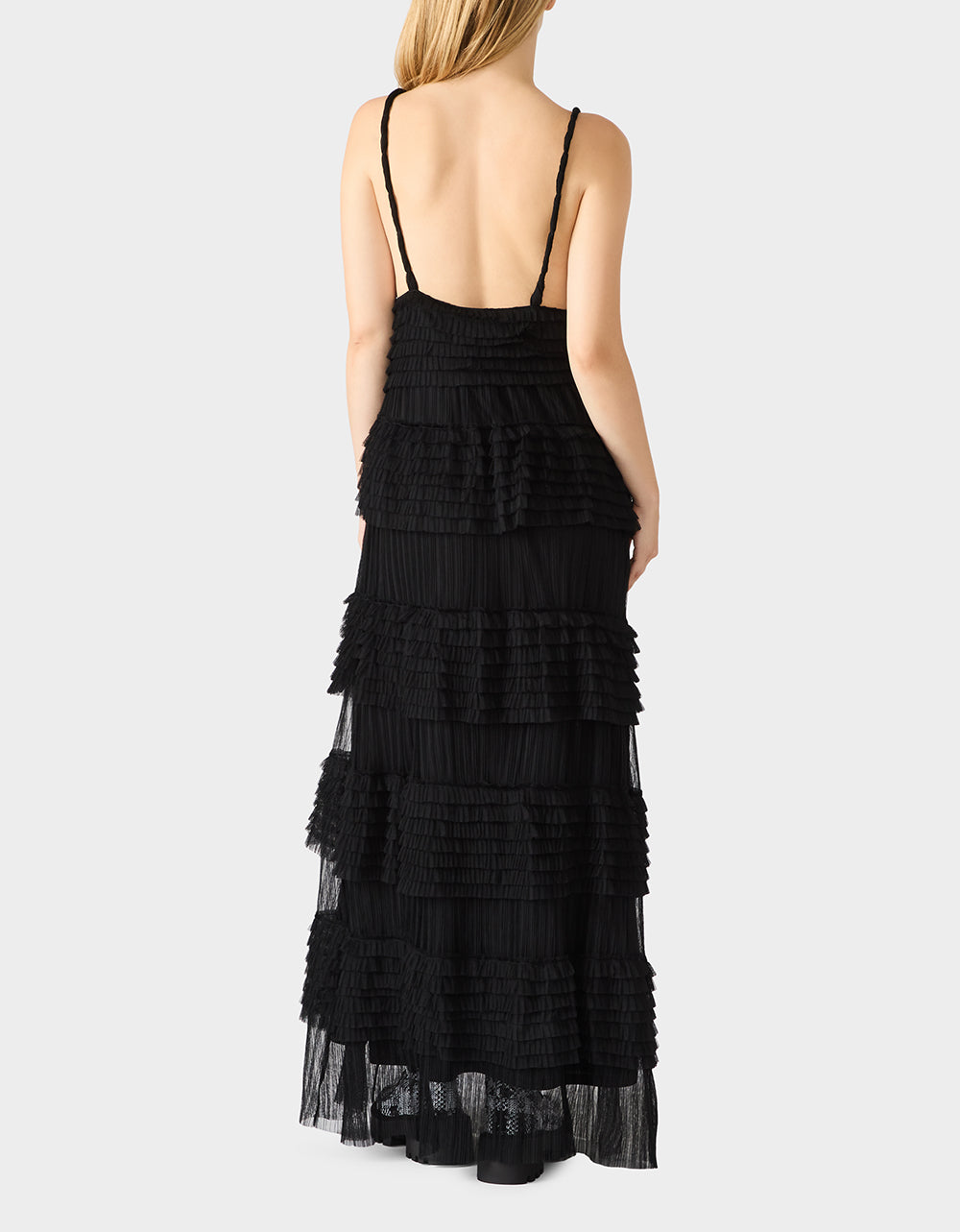 TIERED TULLE GOWN BLACK - Image 5
