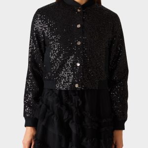 GLITTERATI BOMBER JACKET BLACK SEQUIN