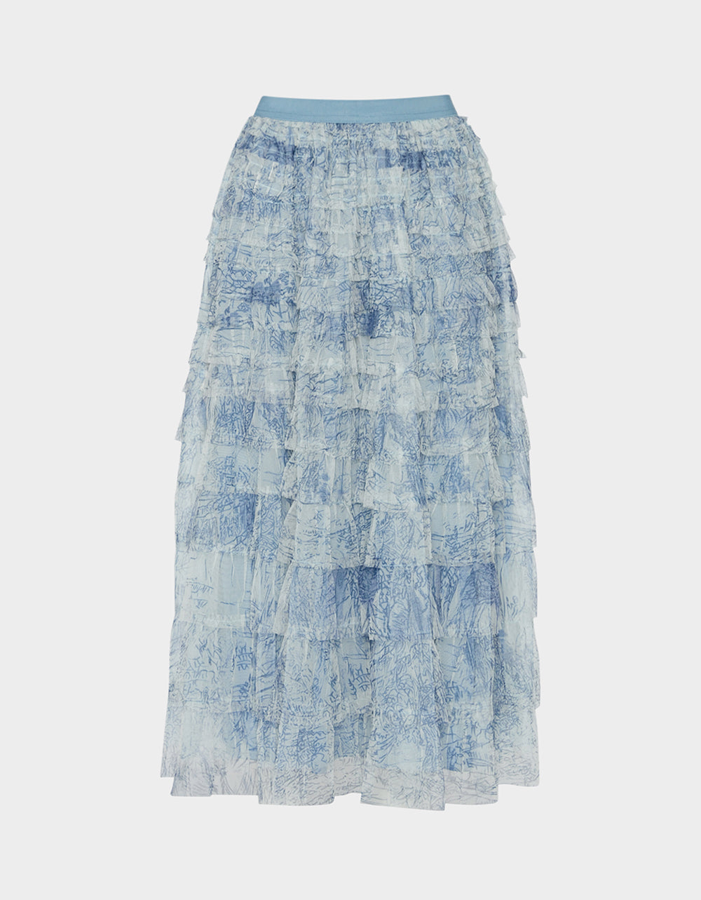 RUFFLED MAXI SKIRT DUSTY BLUE - Image 2