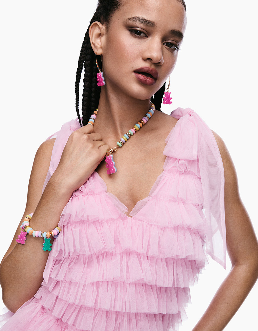 GUMMY BEAR SHORT PENDANT NECKLACE PINK - Image 5