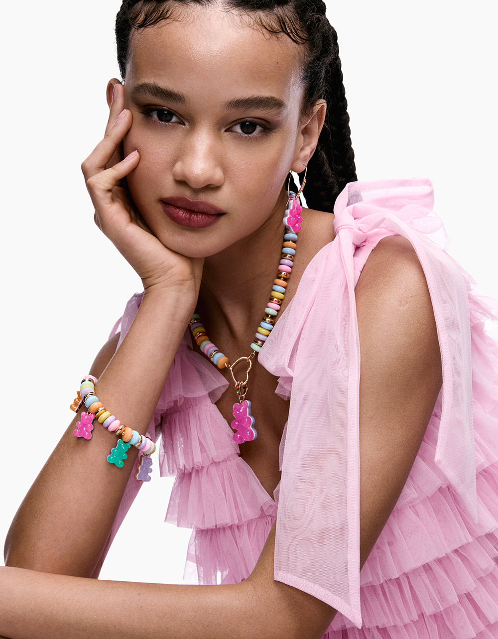 GUMMY BEAR SHORT PENDANT NECKLACE PINK - Image 6