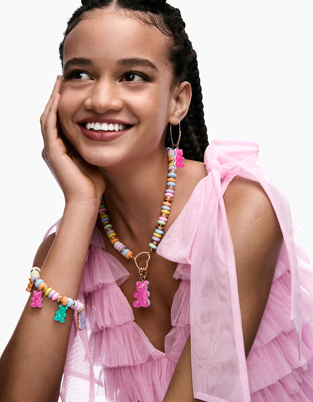 GUMMY BEAR SHORT PENDANT NECKLACE PINK - Image 2